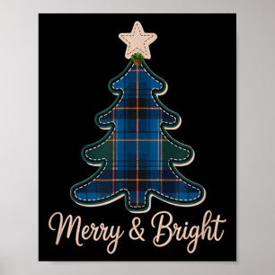 Christmas Tree Pattern Tartans Greens And Blue Pla Poster