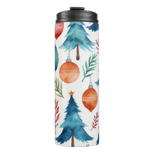 Christmas Tree Pattern Thermal Tumbler