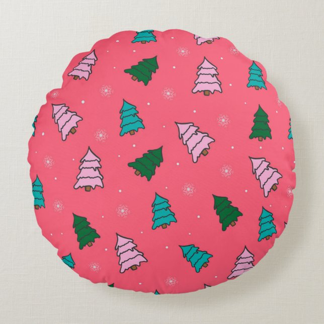 christmas tree pattern tissue paper medium   round cushion (Front)