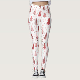 Christmas Tree Pattern White Leggings
