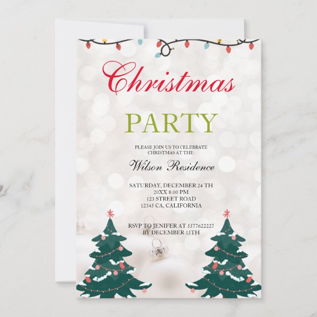 Christmas tree patterns invitation (Front)