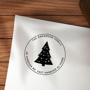 Christmas Tree Personalised Holiday Rubber Stamp
