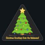 Christmas Tree  Personalised Triangle Stickers<br><div class="desc">Add your names,  and any other special text to this elegant label.  Perfect as a gift tag label,  or for any purpose. Celebrate in class and style!</div>