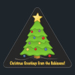 Christmas Tree  Personalised Triangle Stickers<br><div class="desc">Add your names,  and any other special text to this elegant label.  Perfect as a gift tag label,  or for any purpose. Celebrate in class and style!</div>