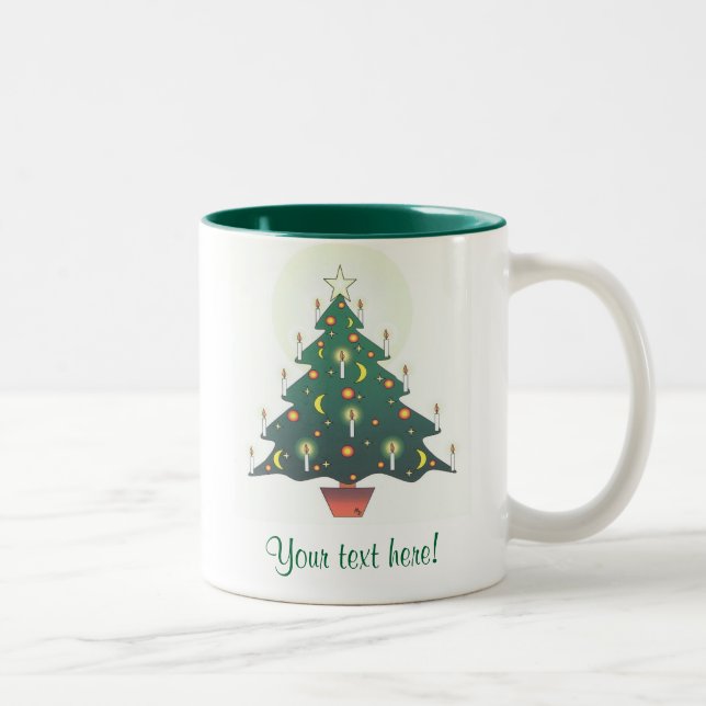 christmas tree - personalised Two-Tone coffee mug (Right)