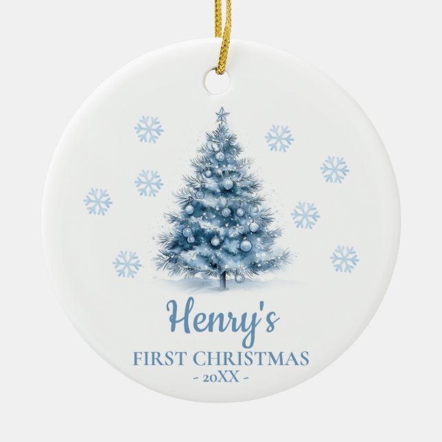 Christmas Tree Personalized Baby's First Christmas Ceramic Tree Decoration (Front)
