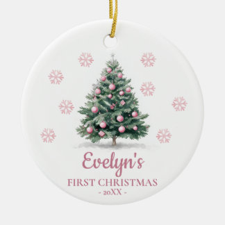 Christmas Tree Personalized Girl's First Christmas Ceramic Tree Decoration