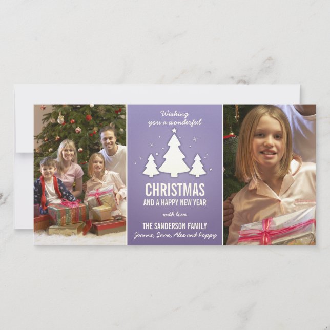 Christmas Tree Photo Card | Two Photographs (Front)