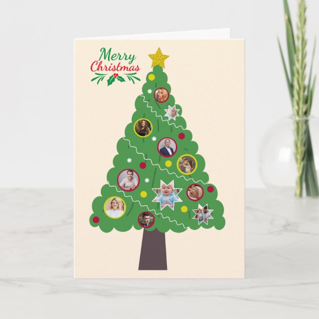 Christmas Tree Photo Collage Card (Front)