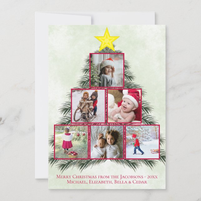 Christmas Tree Photo Collage Cute Festive Holiday Card (Front)