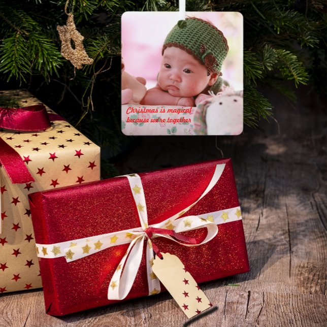Christmas tree photo Metal Square Ornament (Creator Uploaded)