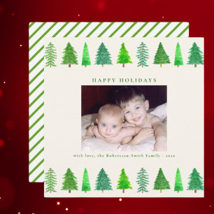 Christmas Tree Photo Personalised Square Holiday Card
