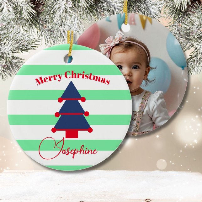 Christmas Tree Photo Red Green Blue  Ceramic Tree Decoration (Creator Uploaded)