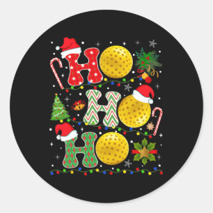 Christmas Tree Pickleball Ho Ho Ho Santa Lights Xm Classic Round Sticker