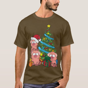 Christmas Tree Pig Lover Farm Animals Kids Swine P T-Shirt