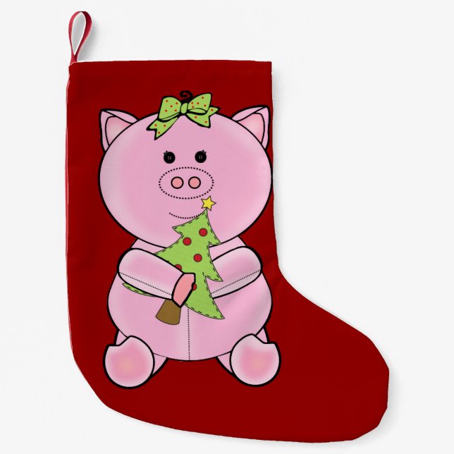 Christmas Tree Pig Stocking (Front)
