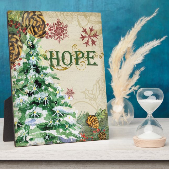 Christmas Tree Pine Cone Hope Snowflake Collage Plaque (Side)