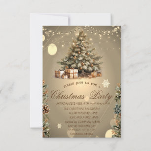 Christmas Tree,Pine cones Stars Christmas Company Invitation