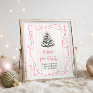 Christmas Tree Pink Baby Shower Books for Baby Poster