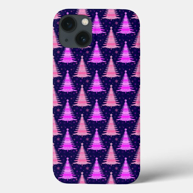Christmas Tree Pink Blue Pattern Design Case-Mate iPhone Case (Back)