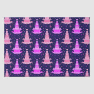 Christmas Tree Pink Blue Pattern Design  Tissue Paper