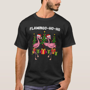 Christmas Tree Pink Flamingo Xmas Holiday Santa T-Shirt