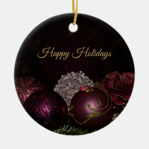 Christmas Tree Pink Green Leaves Black Elegant Ceramic Tree Decoration