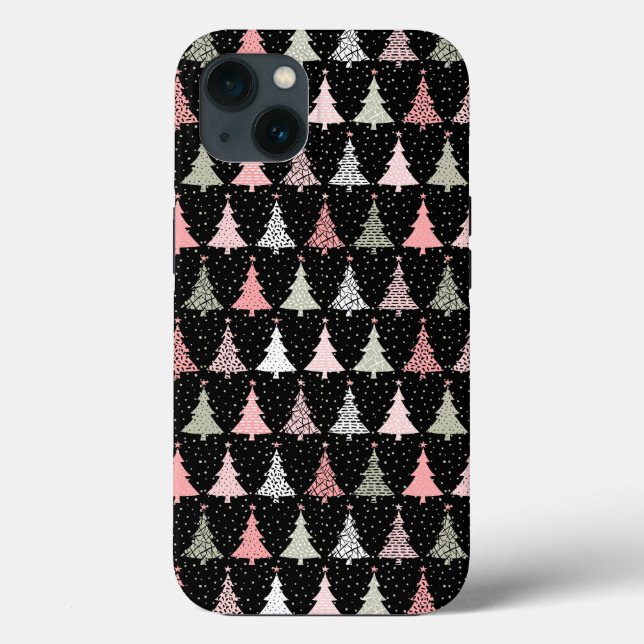Christmas Tree Pink & Green with Black Background Case-Mate iPhone Case (Back)