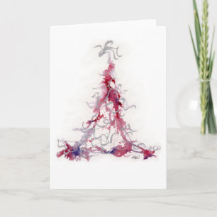 Christmas Tree, Pink, Greeting Card