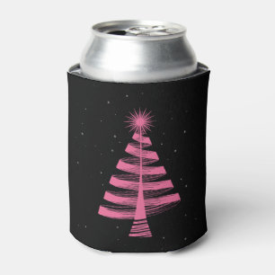 Christmas Tree Pink Night Sky Stars Winter Xmas Can Cooler