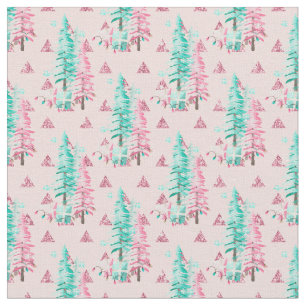 Christmas Tree Pink Pattern  Fabric