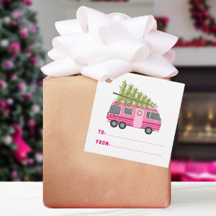 Christmas Tree Pink RV Camper To From Favour Tags