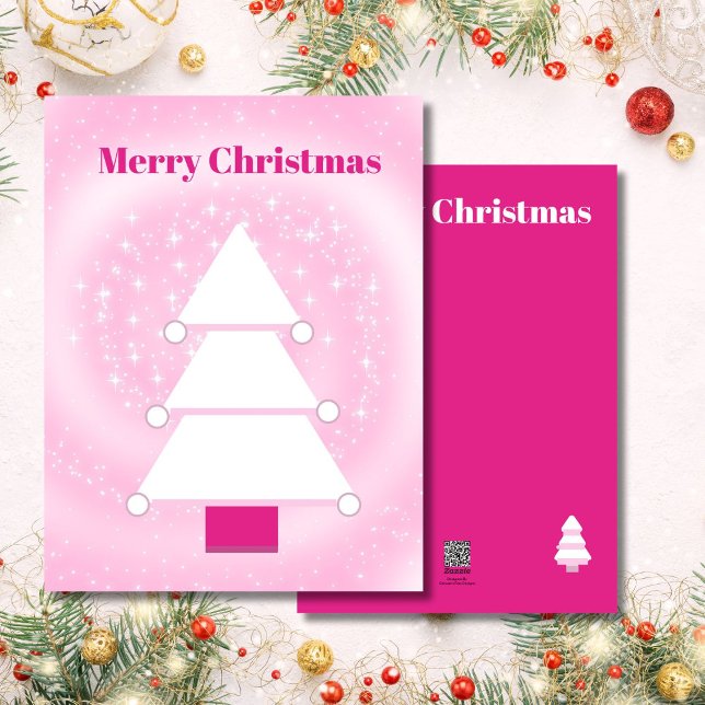 Christmas Tree Pink Stars Greeting Card (Creator Uploaded)