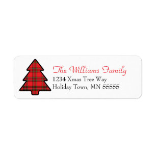 Christmas Tree Plaid Address Label