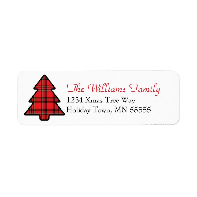 Christmas Tree Plaid Address Label (Front)