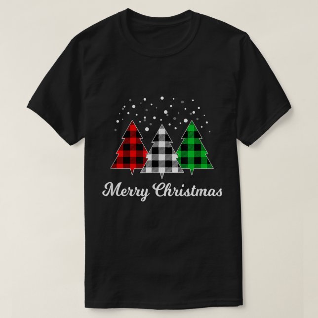Christmas Tree Plaid Christmas Tree Merry Christma T-Shirt (Design Front)