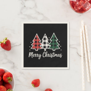Christmas Tree Plaid Christmas Tree Merry Xmas Napkin