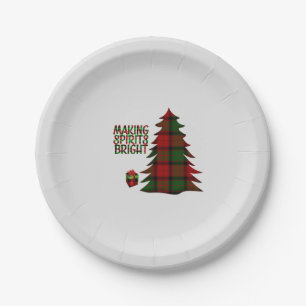 Christmas Tree Plaid Paper Plate