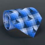 Christmas Tree Plaid Royal Blue Two-Sided Tie<br><div class="desc">Royal blue with navy,  ocean and sky blues.  Inspired by the retro advertising art from the fifties and sixties,  this Christmas tree design is combined with lots of rows of coloured checks to create this unique plaid holiday necktie. These designs come in several colorways.</div>