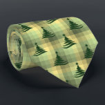 Christmas Tree Plaid Sage Green Two-Sided Tie<br><div class="desc">Sage green with forest,  olive and yellow colorway.  Inspired by the retro advertising art from the fifties and sixties,  this Christmas tree design is combined with lots of rows of coloured checks to create this unique plaid holiday necktie. These designs come in several colorways.</div>