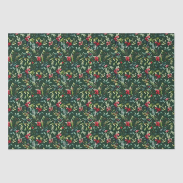 Christmas Tree Poinsettia Bobble Tissue Paper (Front)