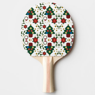 Christmas Tree Poinsettia Wreath Pattern — Festive Ping Pong Paddle