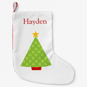 Christmas Tree Polka Dots Kids Personalised Small Christmas Stocking