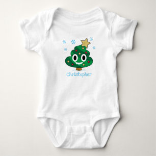 Christmas Tree Poop Emoji Baby Bodysuit