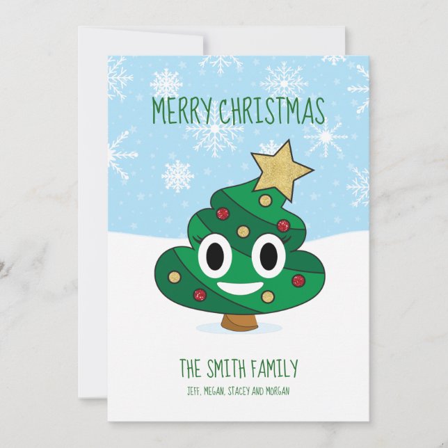 Christmas Tree Poop Emoji Christmas Card (Front)