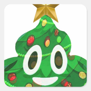 Christmas Tree Poop Emoji Square Sticker