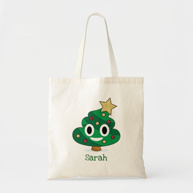 Christmas Tree Poop Emoji Tote Bag (Front)