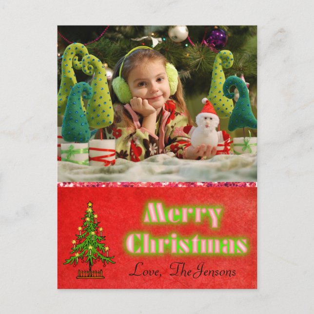 Christmas Tree  Postcard Personalised Red (Front)