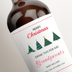 Christmas Tree Pregnancy Announcement Parents Wine Label