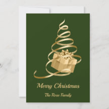 Christmas Tree Present Flat Holiday Card